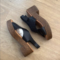 Eric Michael Laser Cut Black Lightweight Platform Heeled Sandals Size 10
