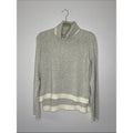 10 Crosby Derek Lam Heather Gray Turtleneck Sweater with Cream Trim Cashmere MD