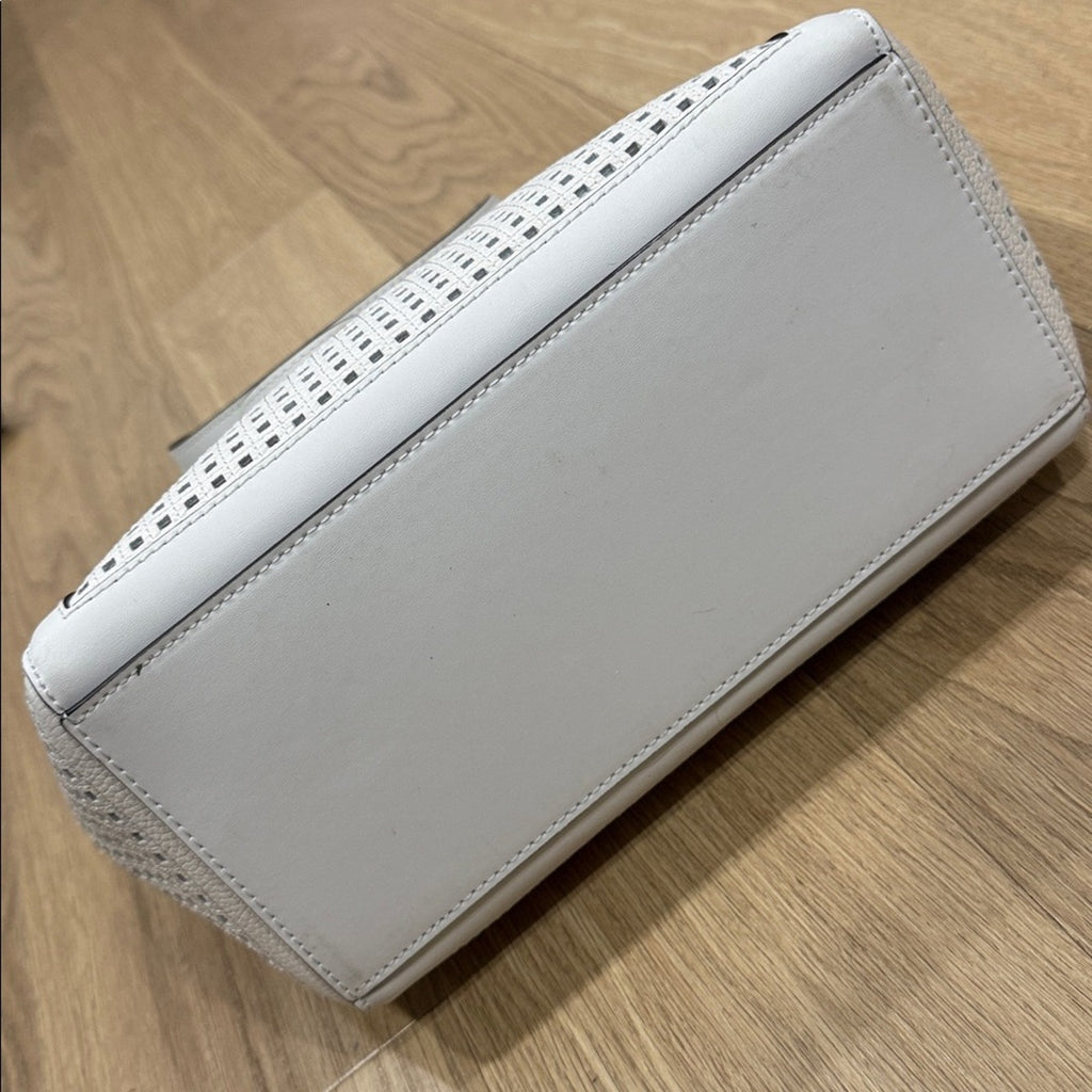 Michael Kors Sinclair Large Perforated Leather Tote Bag in White