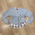 Izod Gray Speckled and Plaid Detail Layered Look Top Size Large