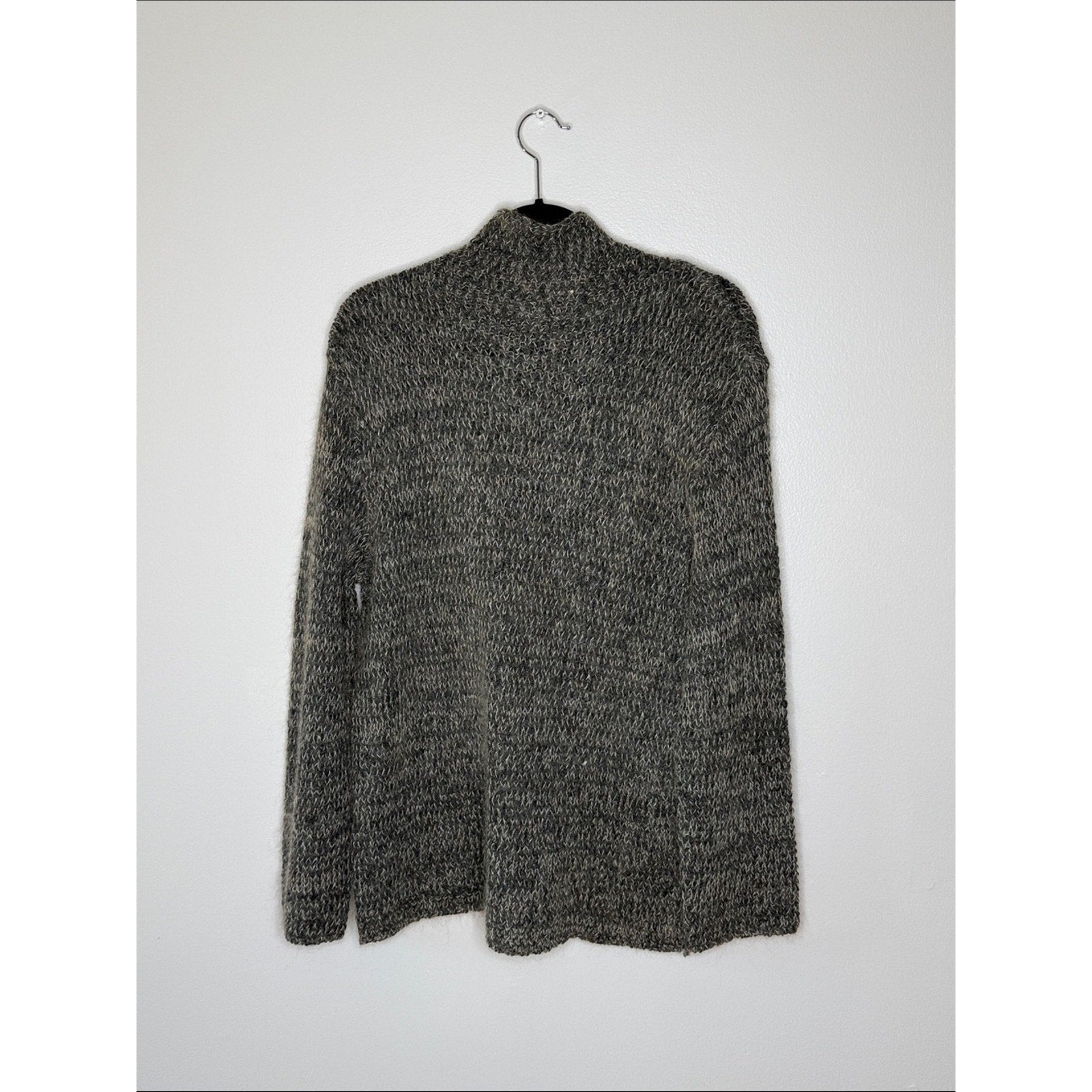 Giorgio Armani Heathered Charcoal Mock Neck Sweater Wool Blend Size 12