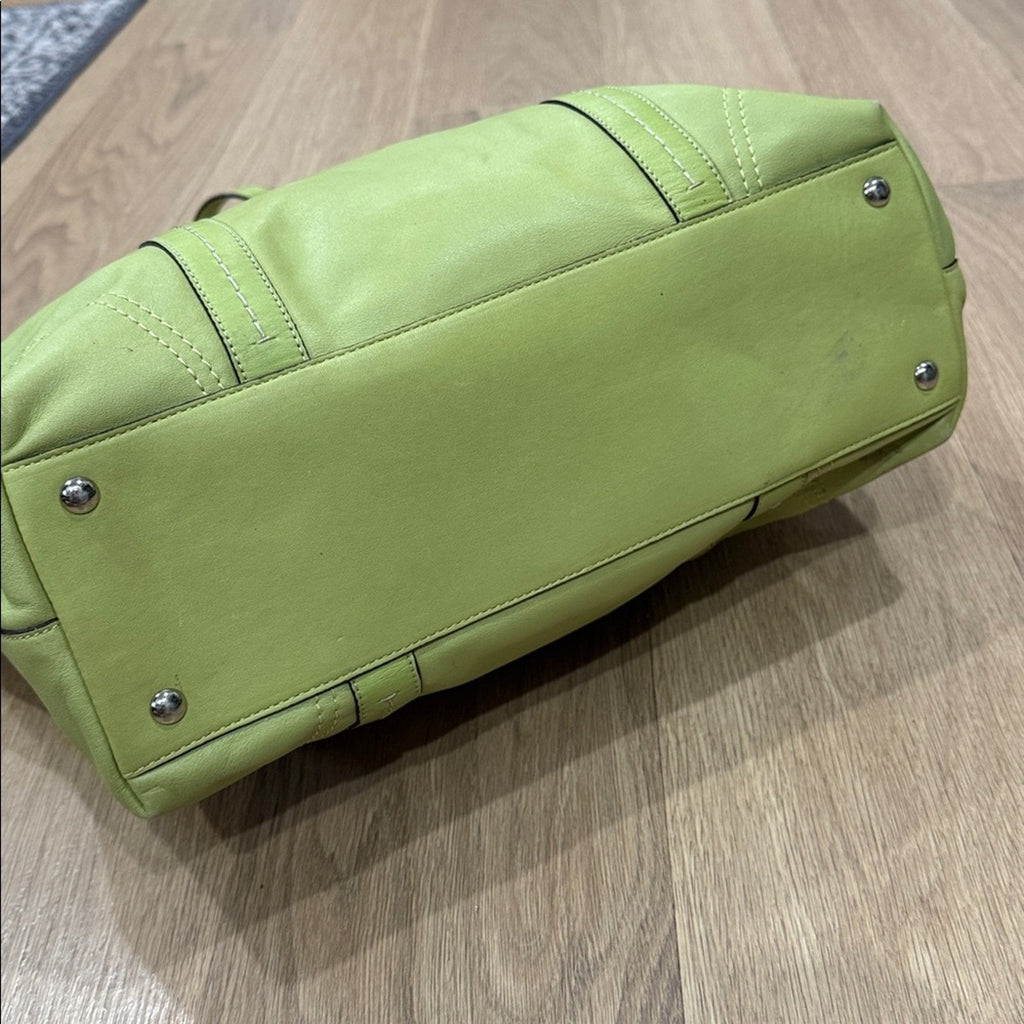 Coach East / West Leather Tote Bag in Lime Green