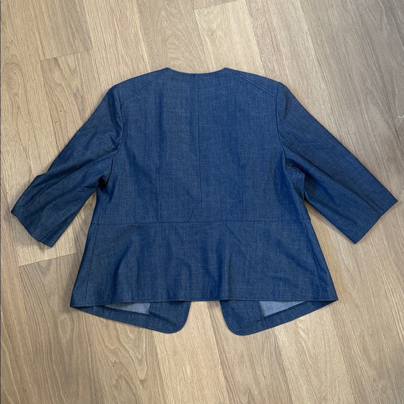 Roz & Ali Denim Blue Blazer Jacket with Zipper Accents Size 2X