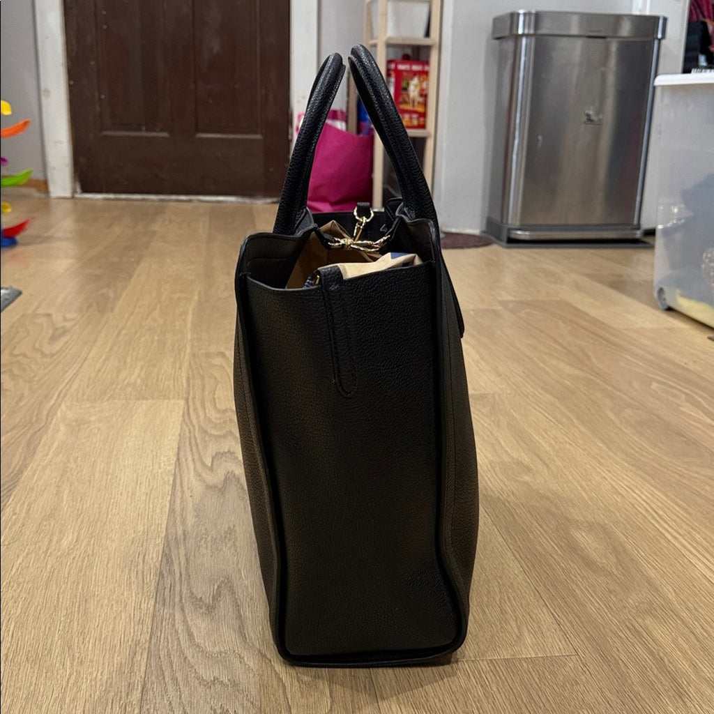 Lauren Ralph Lauren Black Pebbled Leather Tyler Tote Bag