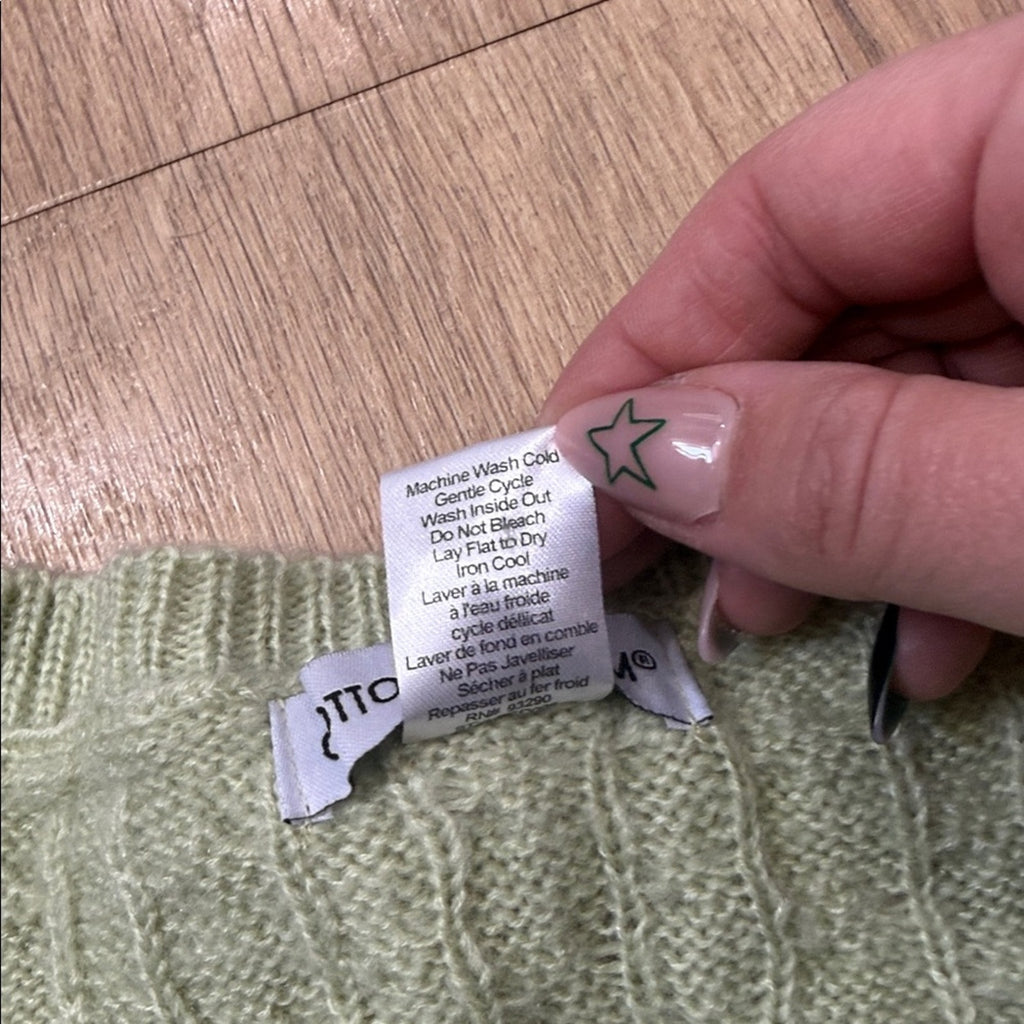 Cotton Emporium V-Neck Knit Sweater - Light Green Size XL