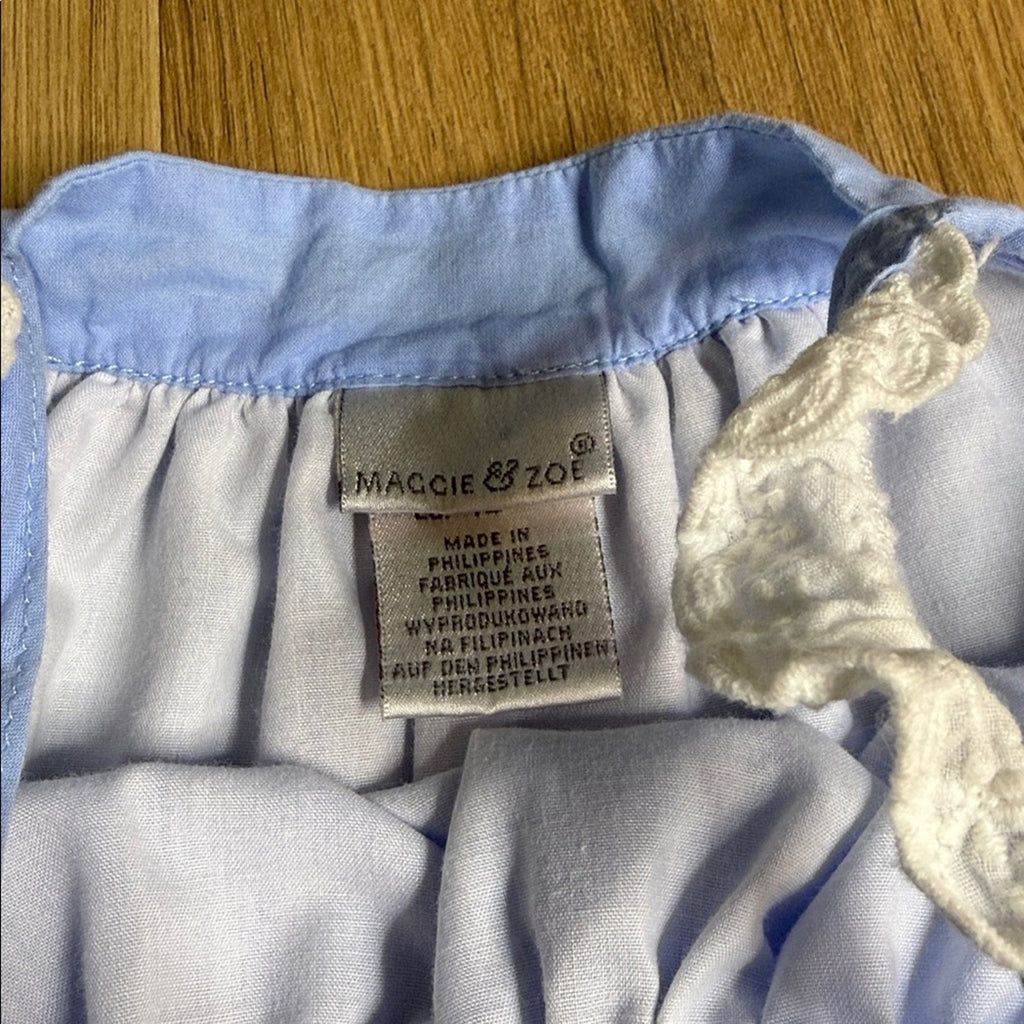 Maggie & Zoe Light Blue Dress with White Lace Size 6-9 Months