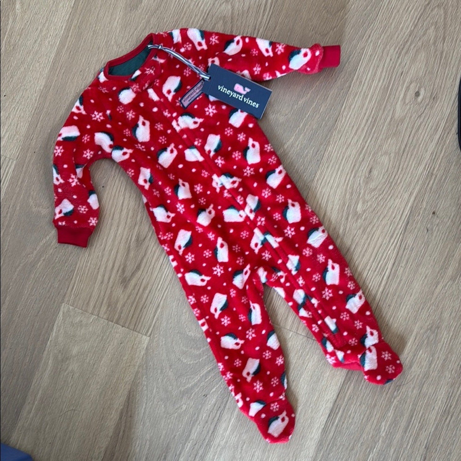 Vineyard Vines Red Kids Christmas One Piece Pajamas Size 3-6 Months NEW!