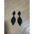 Green Sparkle Leaf Drop Earrings - Women Jewelry