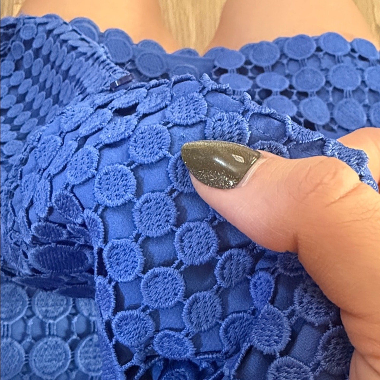 RSVP by Talbots Royal Blue Circle Lace Short Sleeve Blouse Size Small Petite