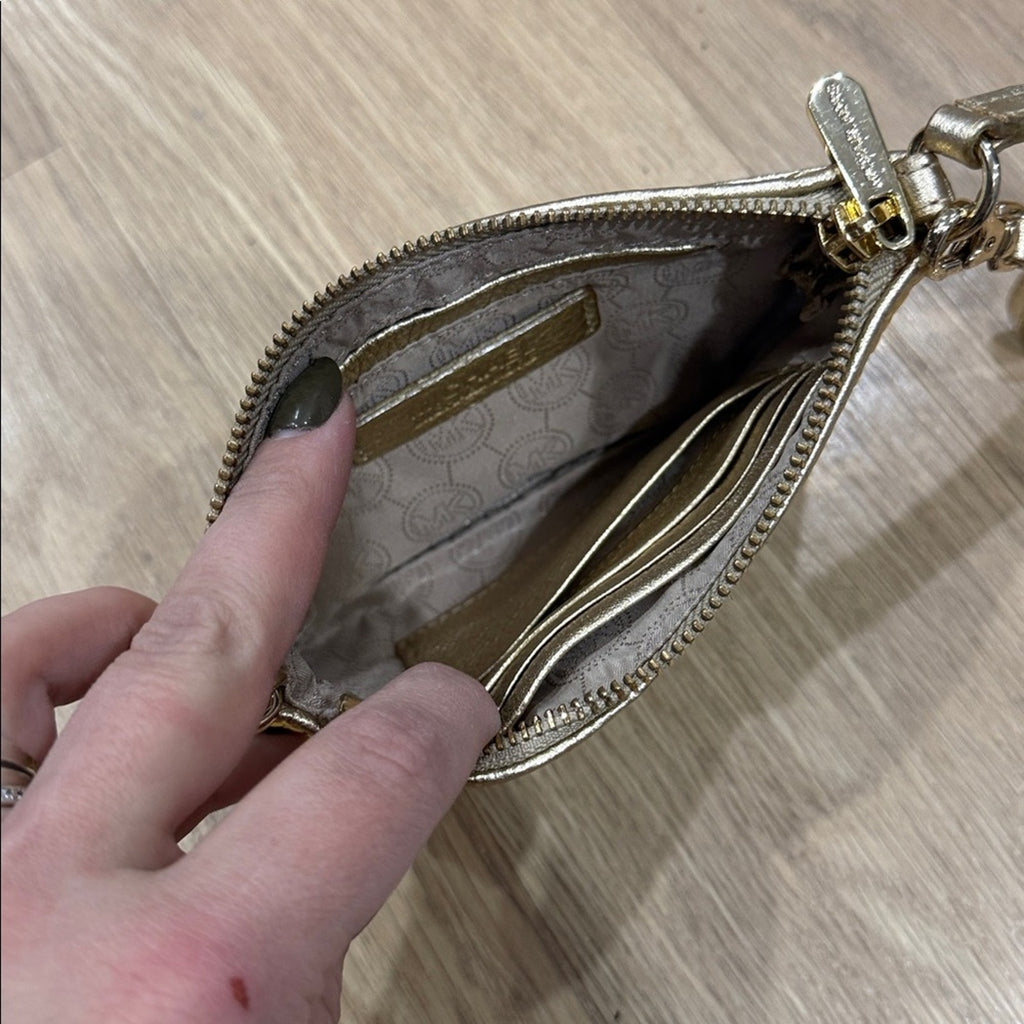 Michael Kors Gold Sequin Zip Top Wristlet