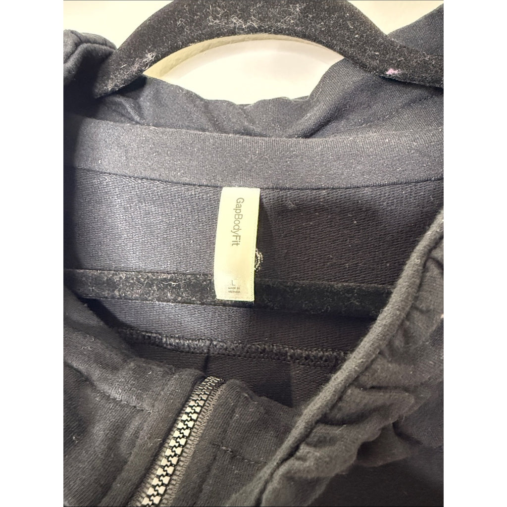 Gap Body Fit Black Zip-Up Sweatshirt with Ruched Collar Size Large