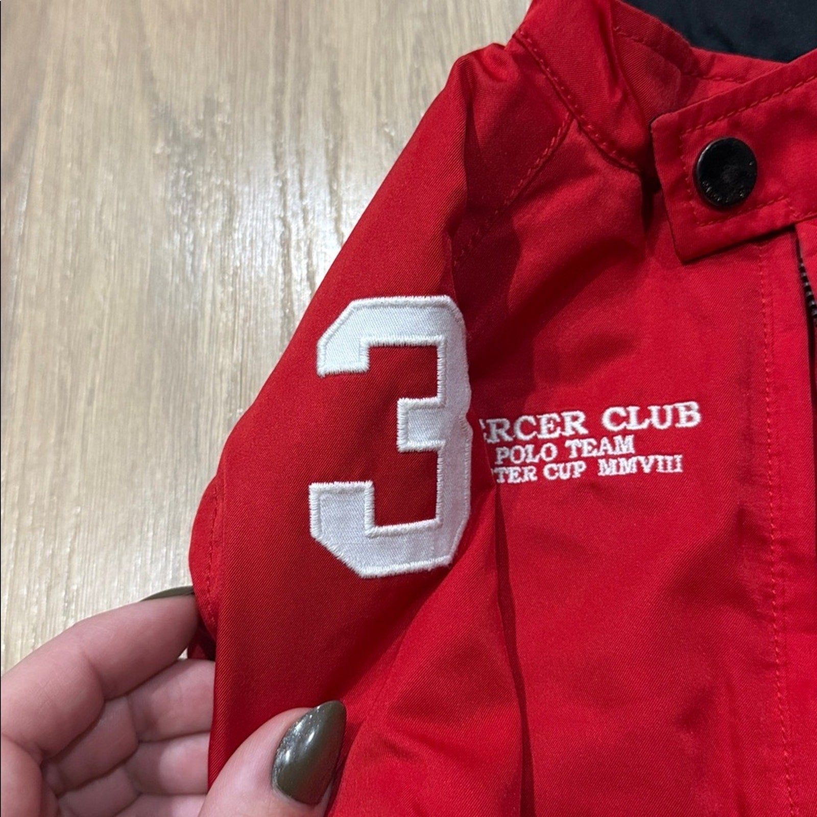 Ralph Lauren Red Mercer Club Polo Team Bomber Style Jacket Size 9 Months