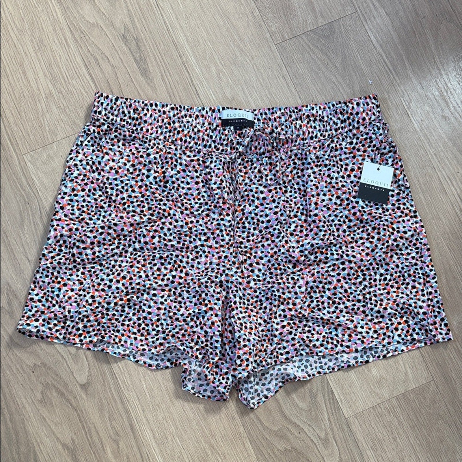 Eloquii Elements Multicolored Polka Dot Pull On Shorts Size 18 NWT!