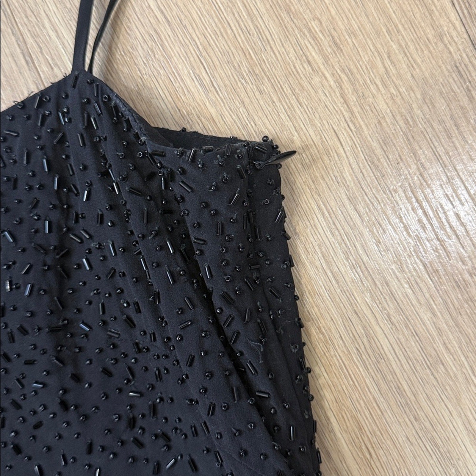Brooks Brothers Black Silk Beaded Sleeveless Cocktail Dress - Size 2