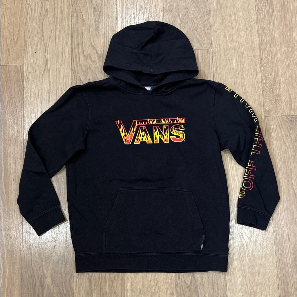 Vans Boys Up in Flames Hoodie Long Sleeve Pullover Hooded Sweatshirt Size XL