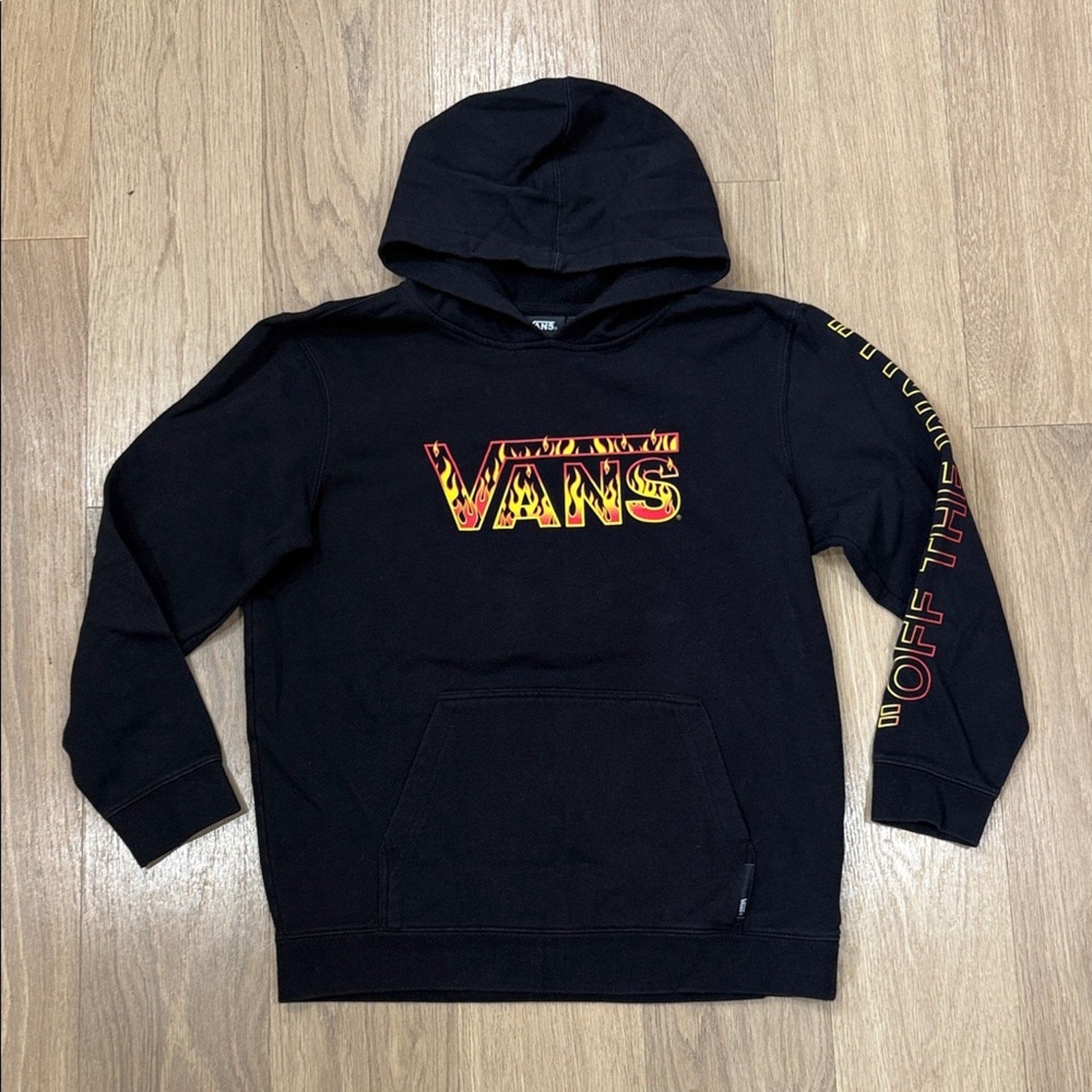 Vans Boys Up in Flames Hoodie Long Sleeve Pullover Hooded Sweatshirt Size XL