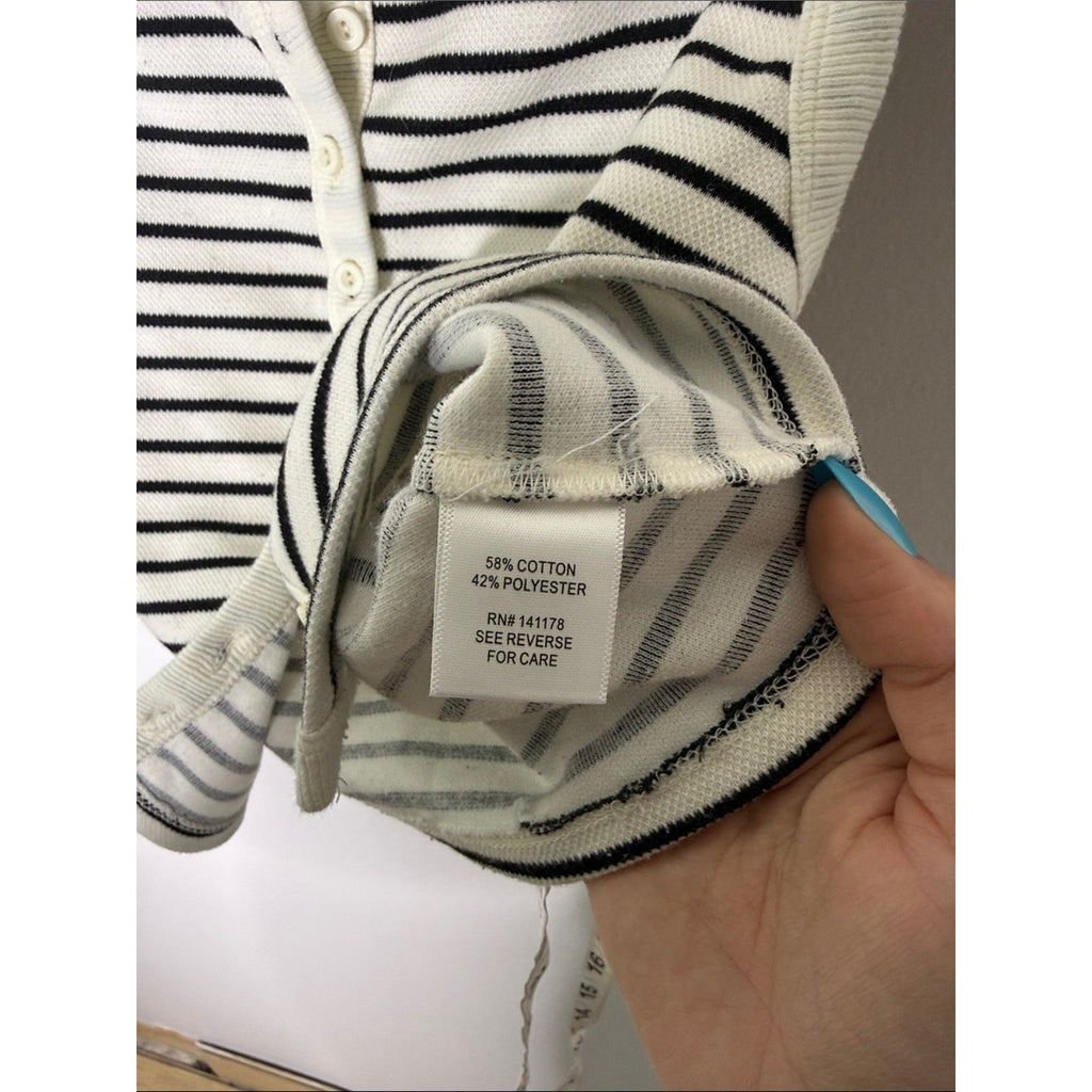 Kirious Black & White Striped Sleeveless Button-Front Tank Size Small