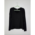 PJ Harlow Black V-Neck Long Sleeve Top Ribbed Size Medium