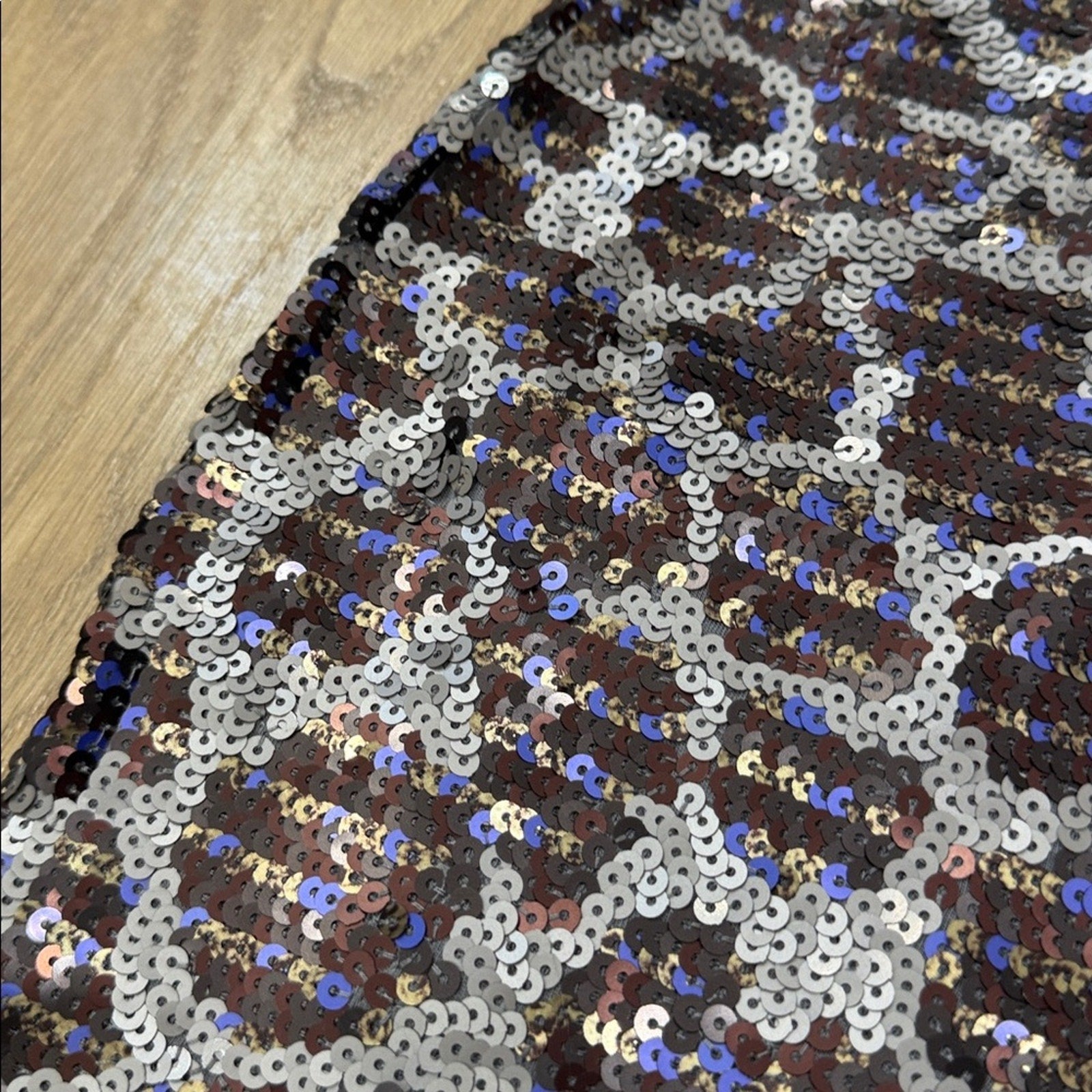 Express Holographic Sequin Animal Print Mini Skirt Size Medium