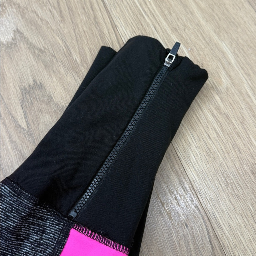 VSX Pink Gray and Black Athletic Zipper Hem Detail Leggings Size XS