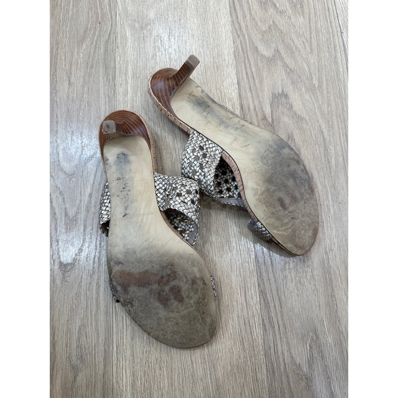 Donald Pliner Kikki Braided Leather Kitten Heel Slide Sandals Size 10