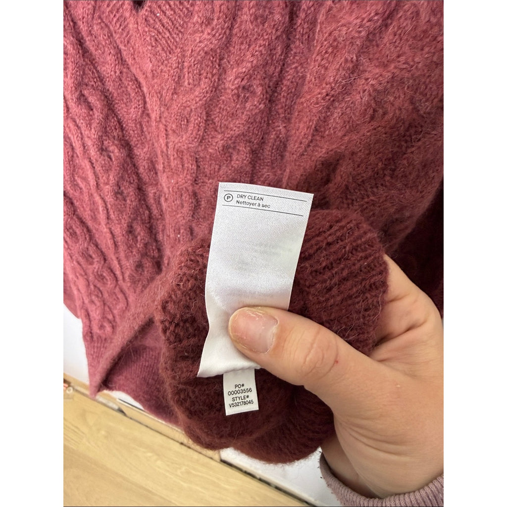 Vince Cable Knit V Neck Burgundy Sweater Size Medium