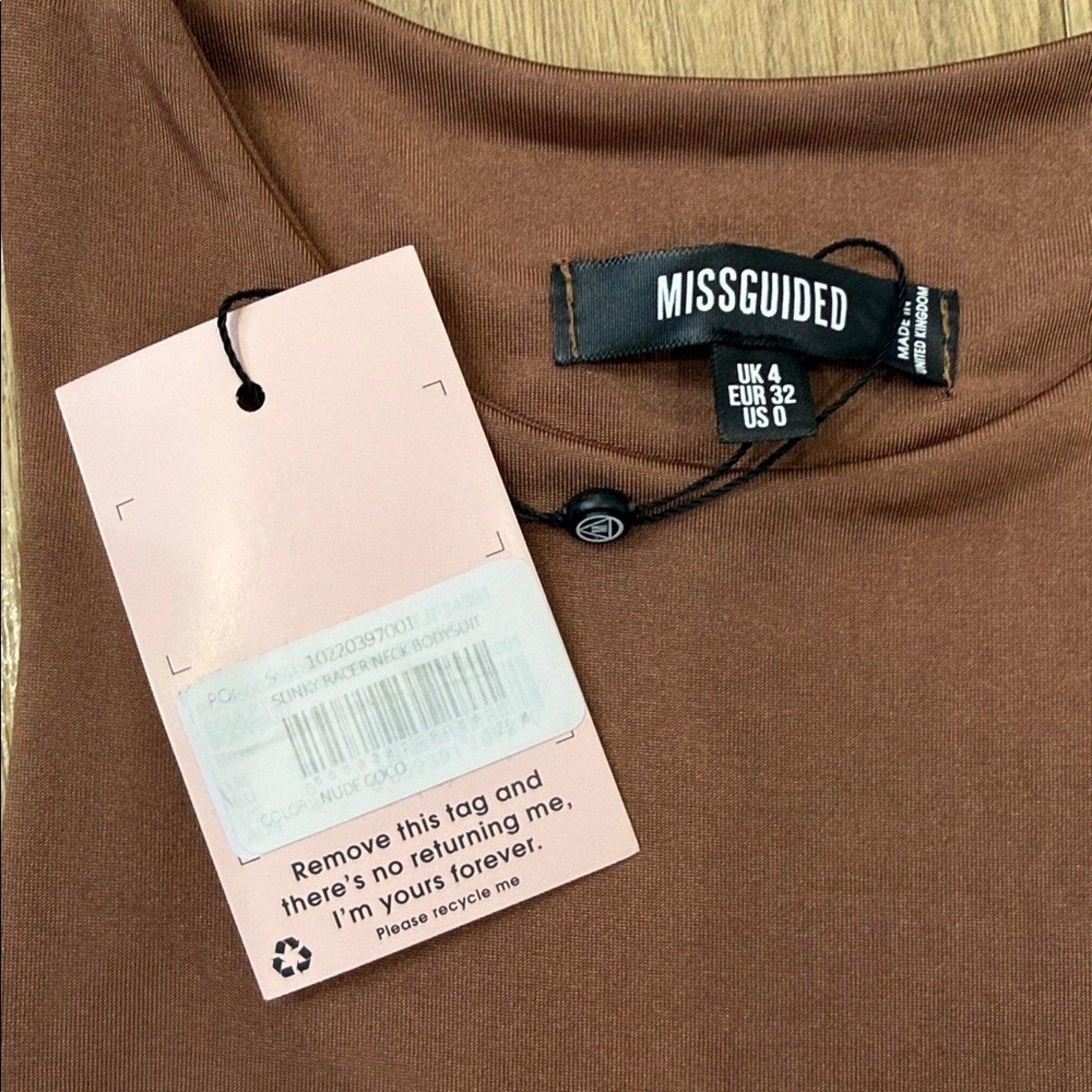 Missguided Brown High Neck Sleeveless Bodysuit Size 0