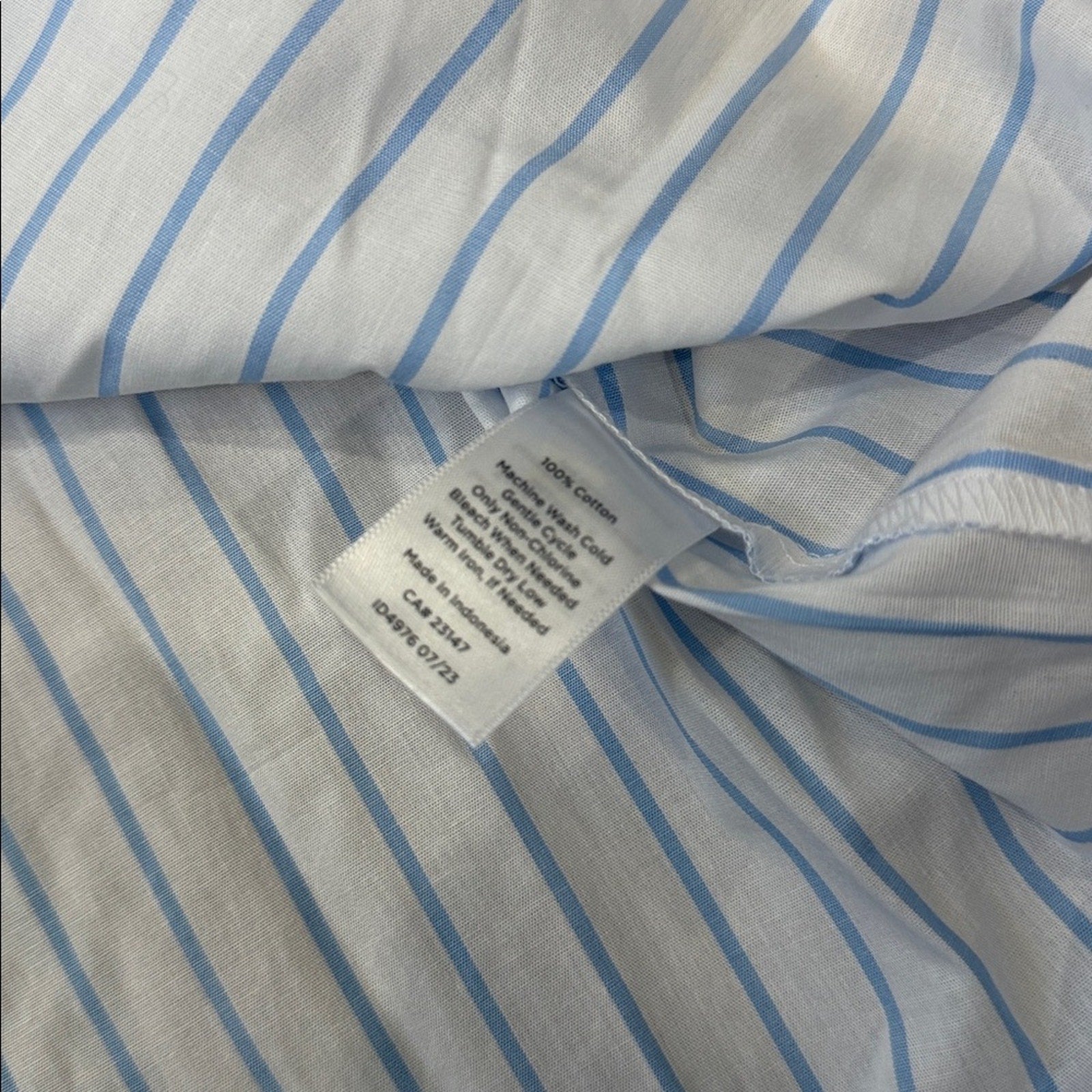 Talbots Blue and White Striped Button-Down Long Sleeve Top Size XL