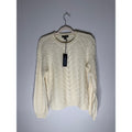 Saks Fifth Avenue Cream Cable-Knit Crewneck Sweater Cashmere Size Small NEW!