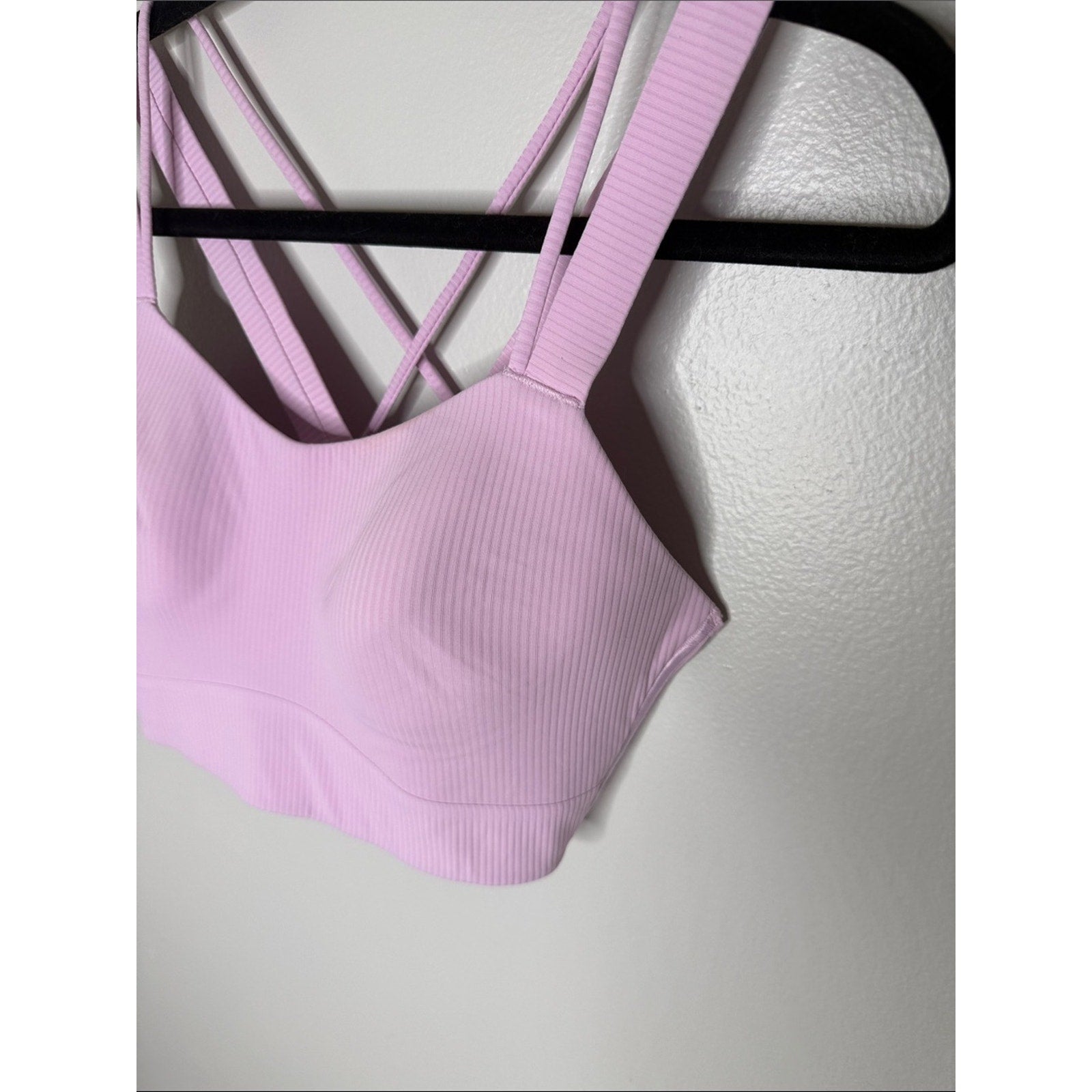 Lululemon Light Pink Ribbed Strappy Bra Size Medium