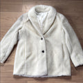 J. Crew Cream Polyester Teddy Button Front Jacket Plush Oversized Fit Medium