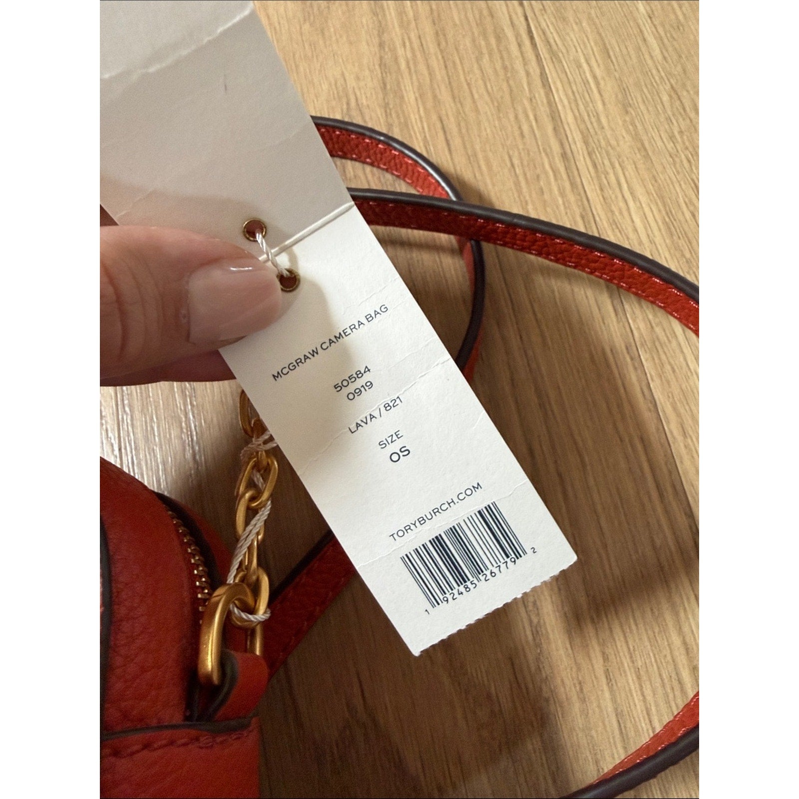 Tory Burch McGraw Camera Bag in Lava Pebbled Leather Crossbody with Tassel