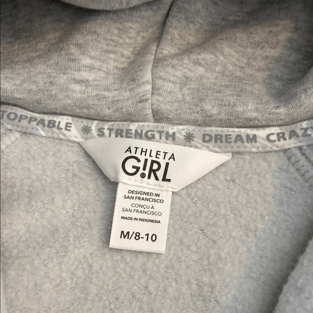 Athleta Girl Light Gray Cropped Length Athletic Hoodie Size Medium