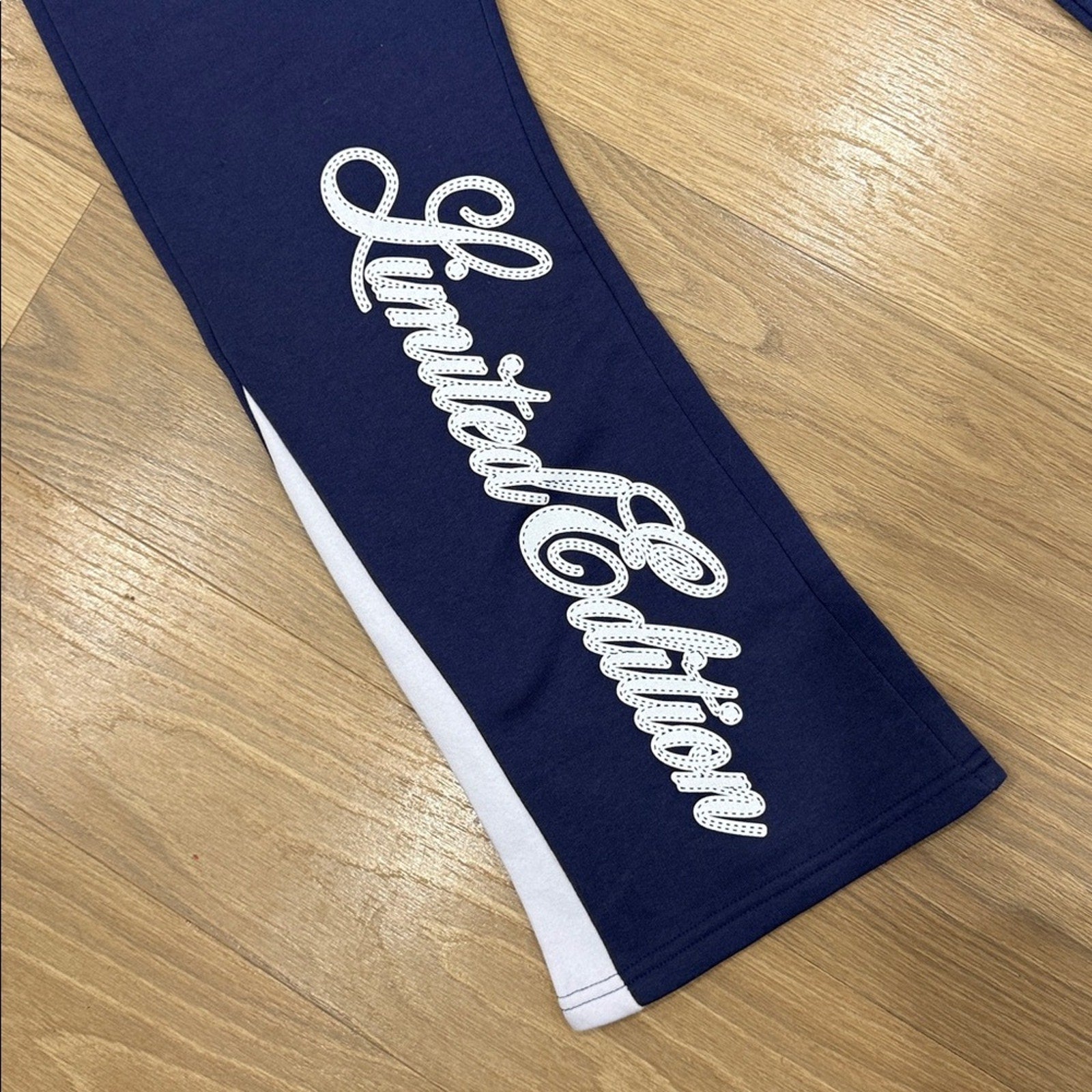 Boohoo Man Navy Blue Sweatpants with White Accents Limited Edition NWT!