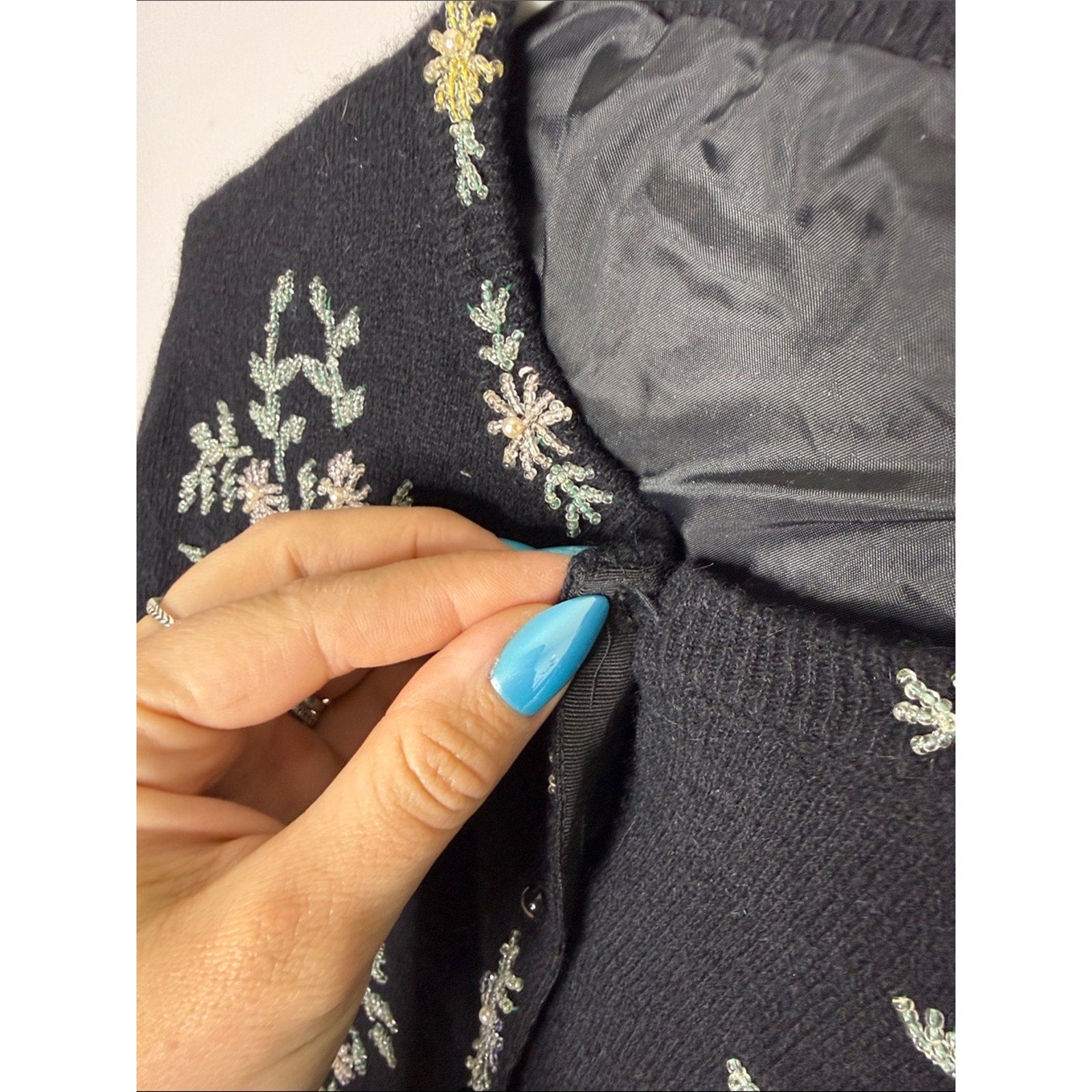 Black Floral Embroidered Cardigan Size L/XL