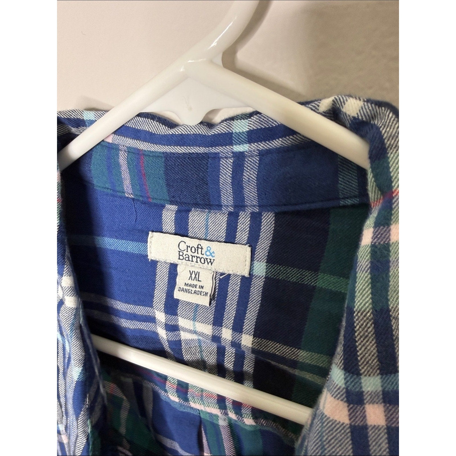 croft & barrow Blue and Green Plaid Shirt Size XXL