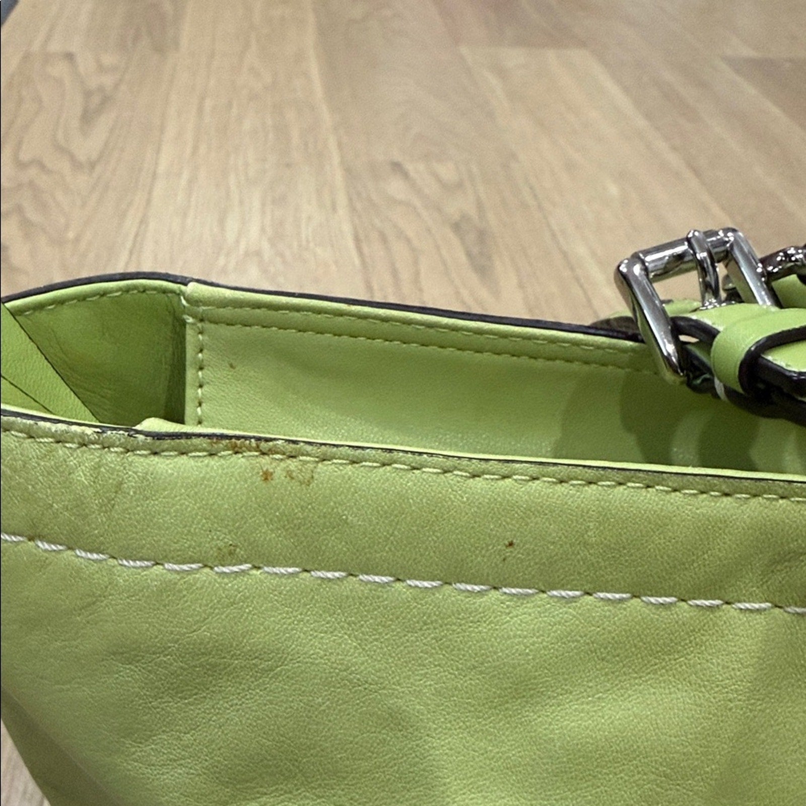 Coach East / West Leather Tote Bag in Lime Green