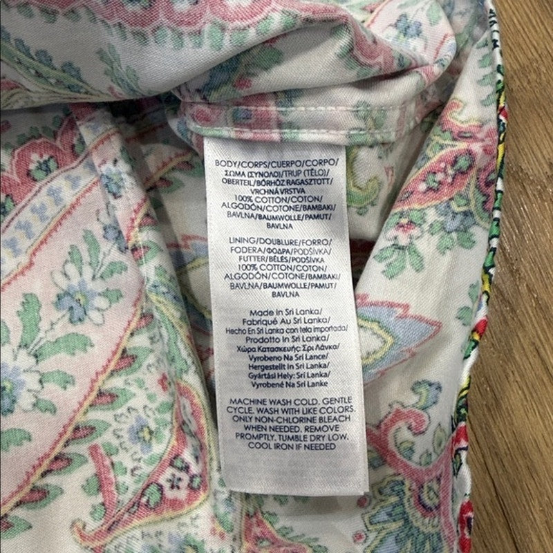 Chaps Multicolor Paisley Button-Front Shirt with Blue Gingham Trim Size Large