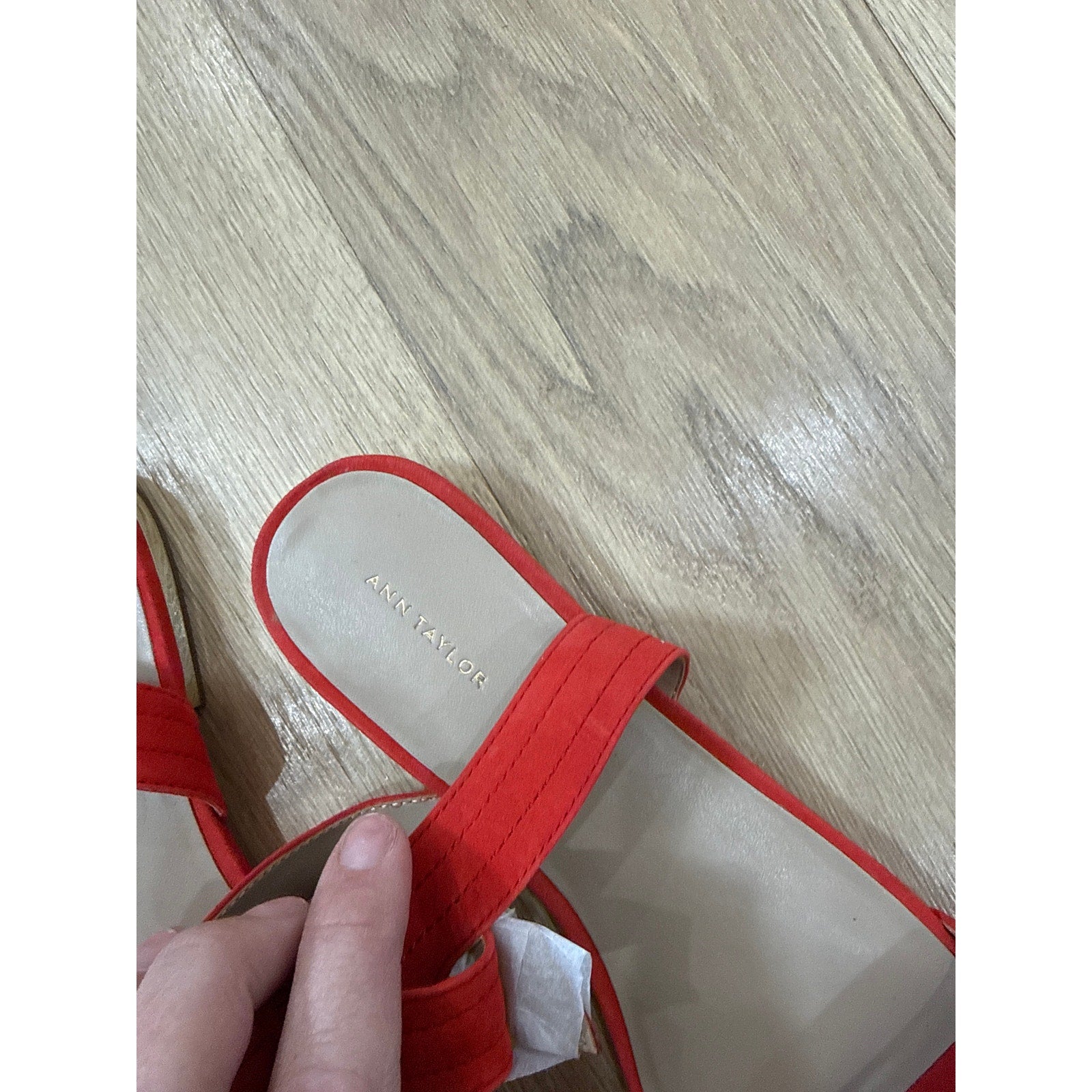 Ann Taylor Red Suede Ankle Strap Flat Sandals Size 10