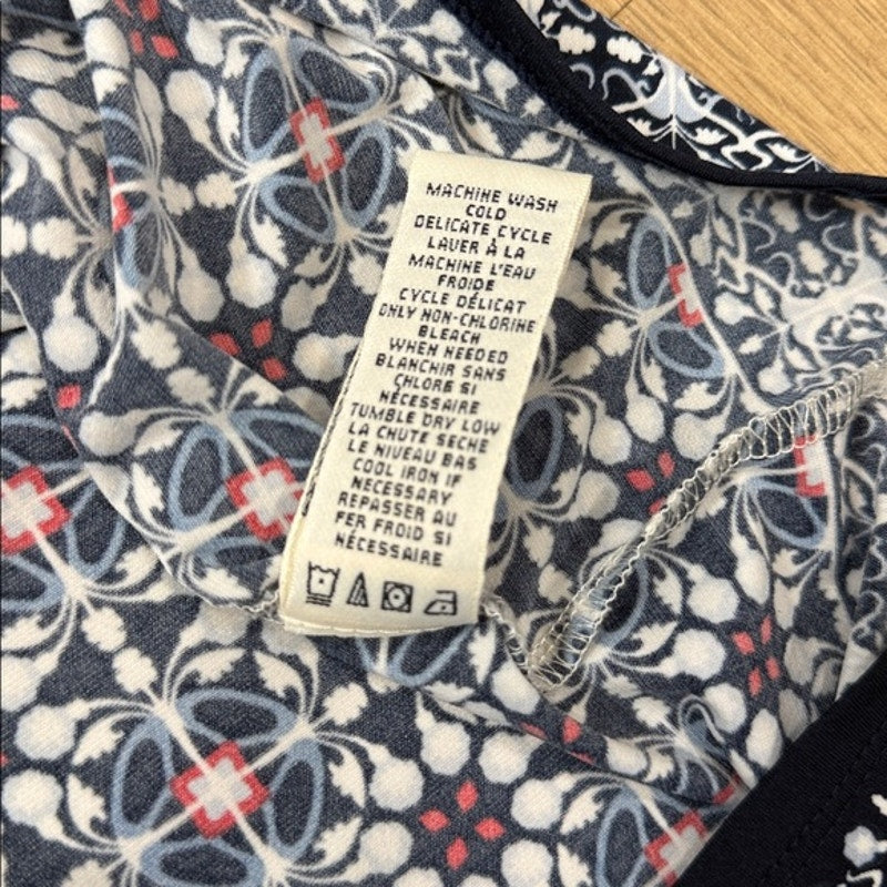 Max Studio Navy Blue Multicolor Printed Sleeveless Shift Dress Size Large