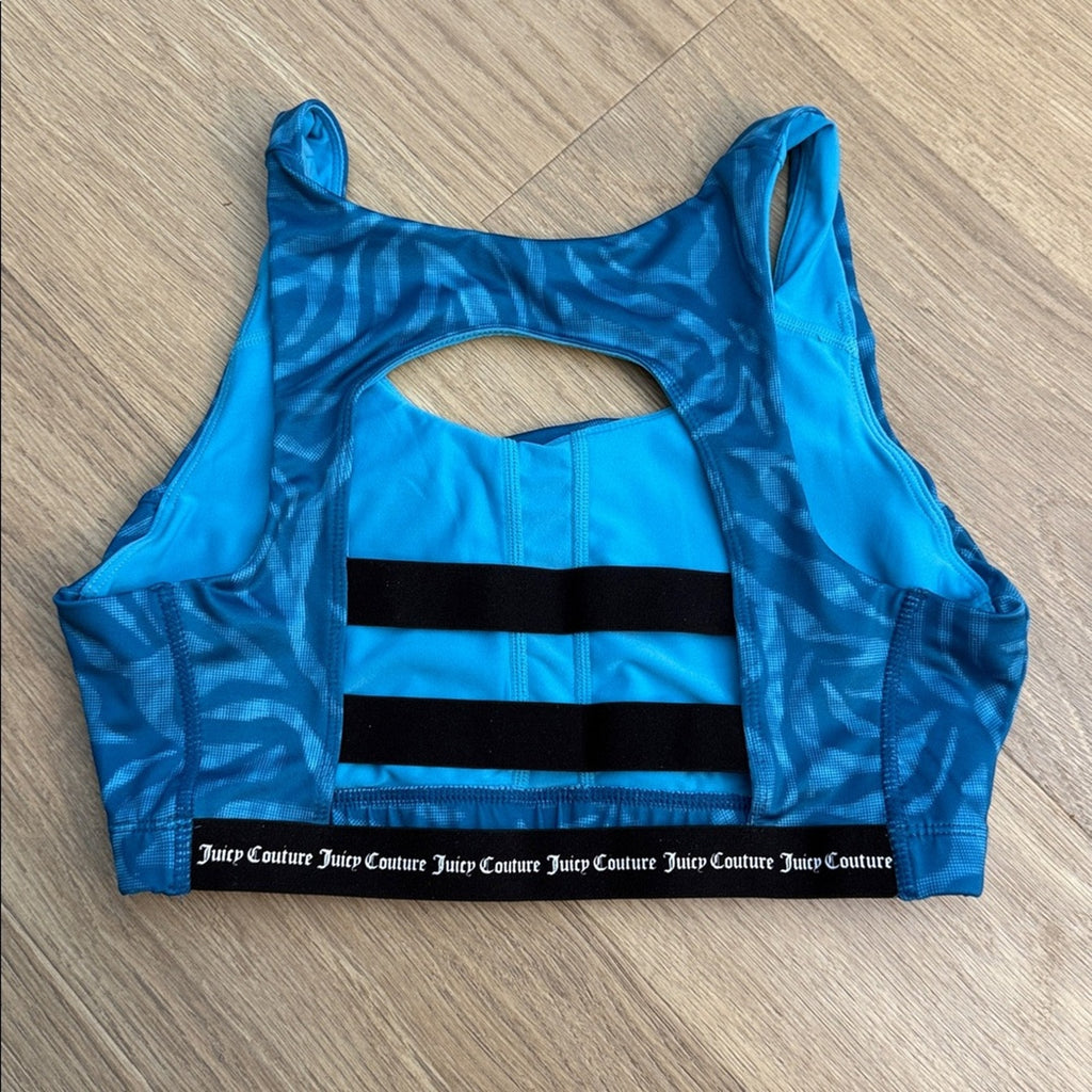 Juicy Couture Sport Turquoise Patterned Sports Bra Size Medium