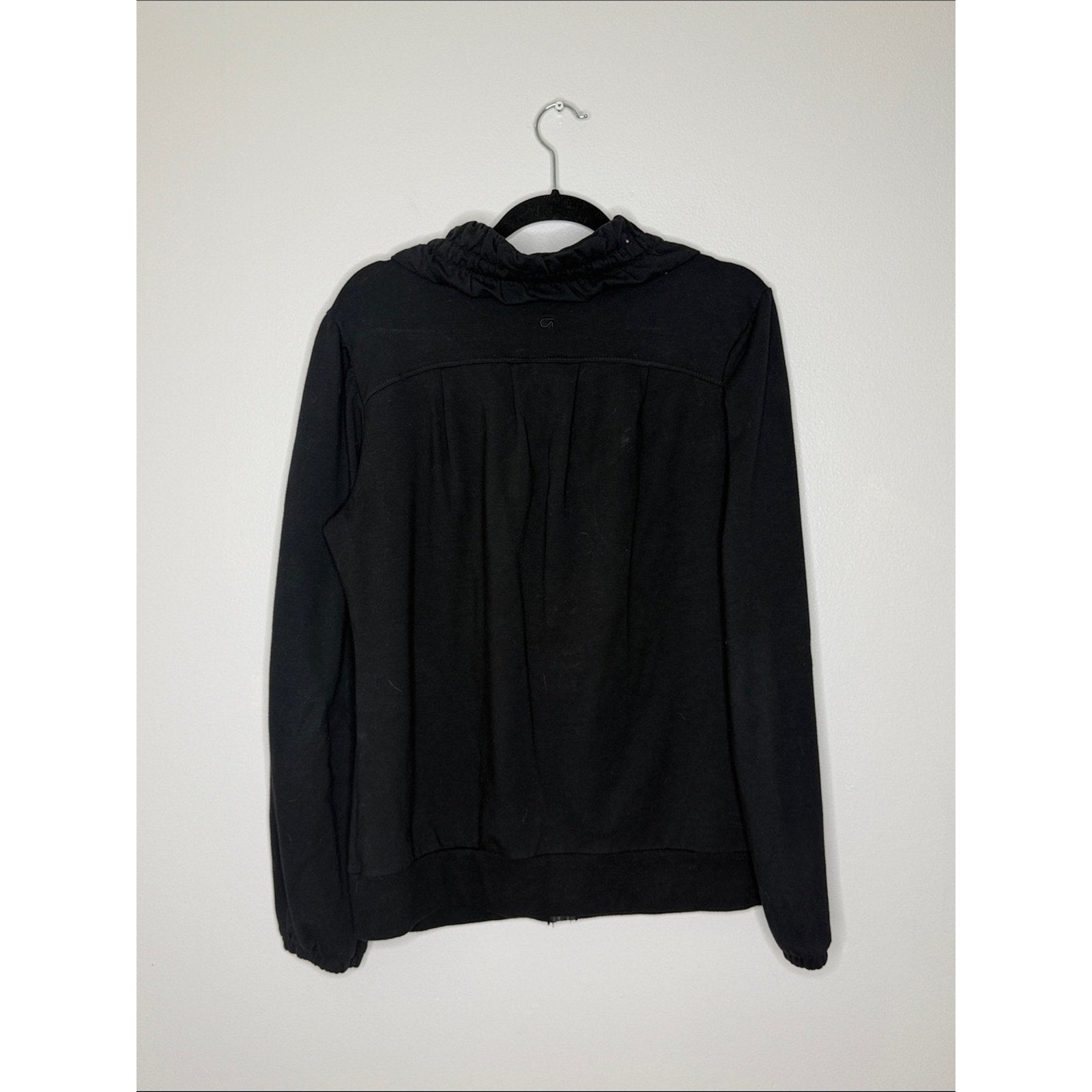 Gap Body Fit Black Zip-Up Sweatshirt with Ruched Collar Size Large