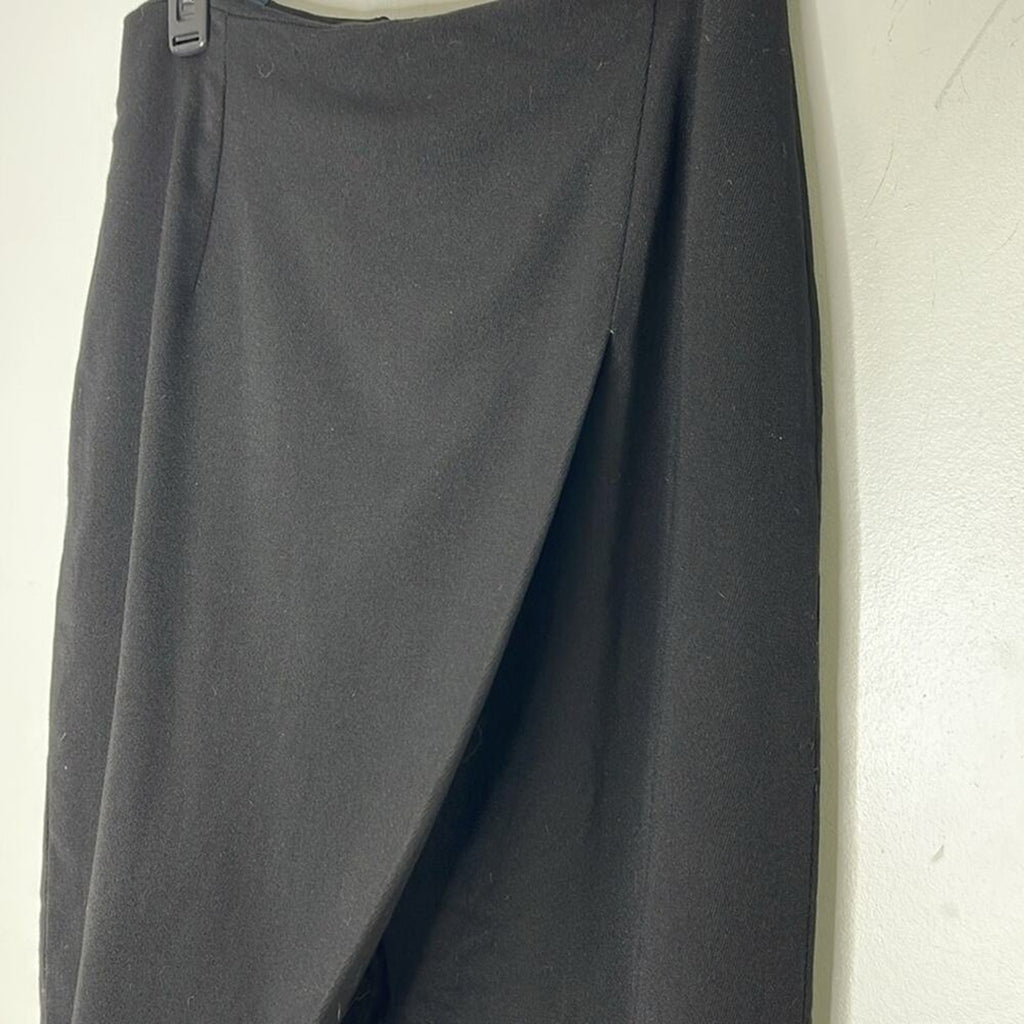 BURBERRY Vintage Black Faux Wrap Midi / Maxi Skirt Size 8