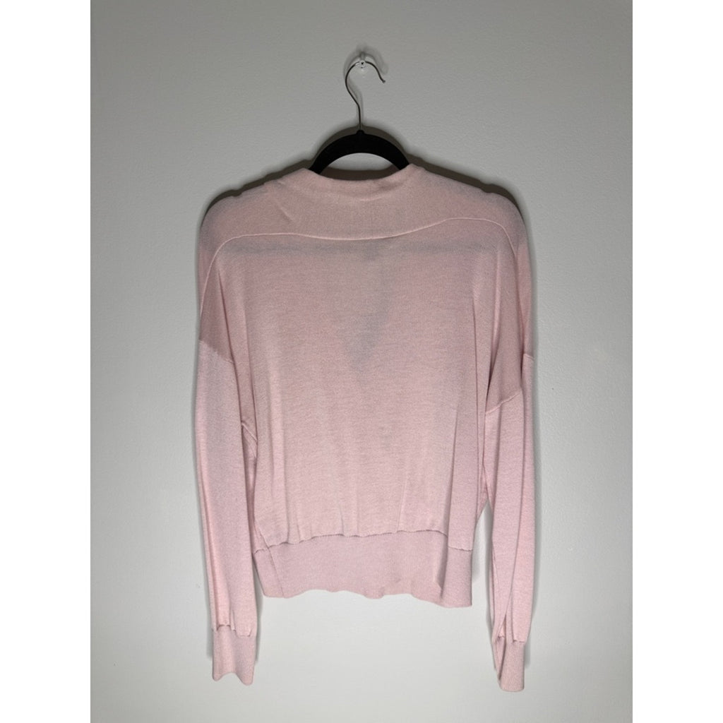 PAIGE Keslee Sweater Marled Light Pink V-Neck Faux Wrap Sweater Size Large New