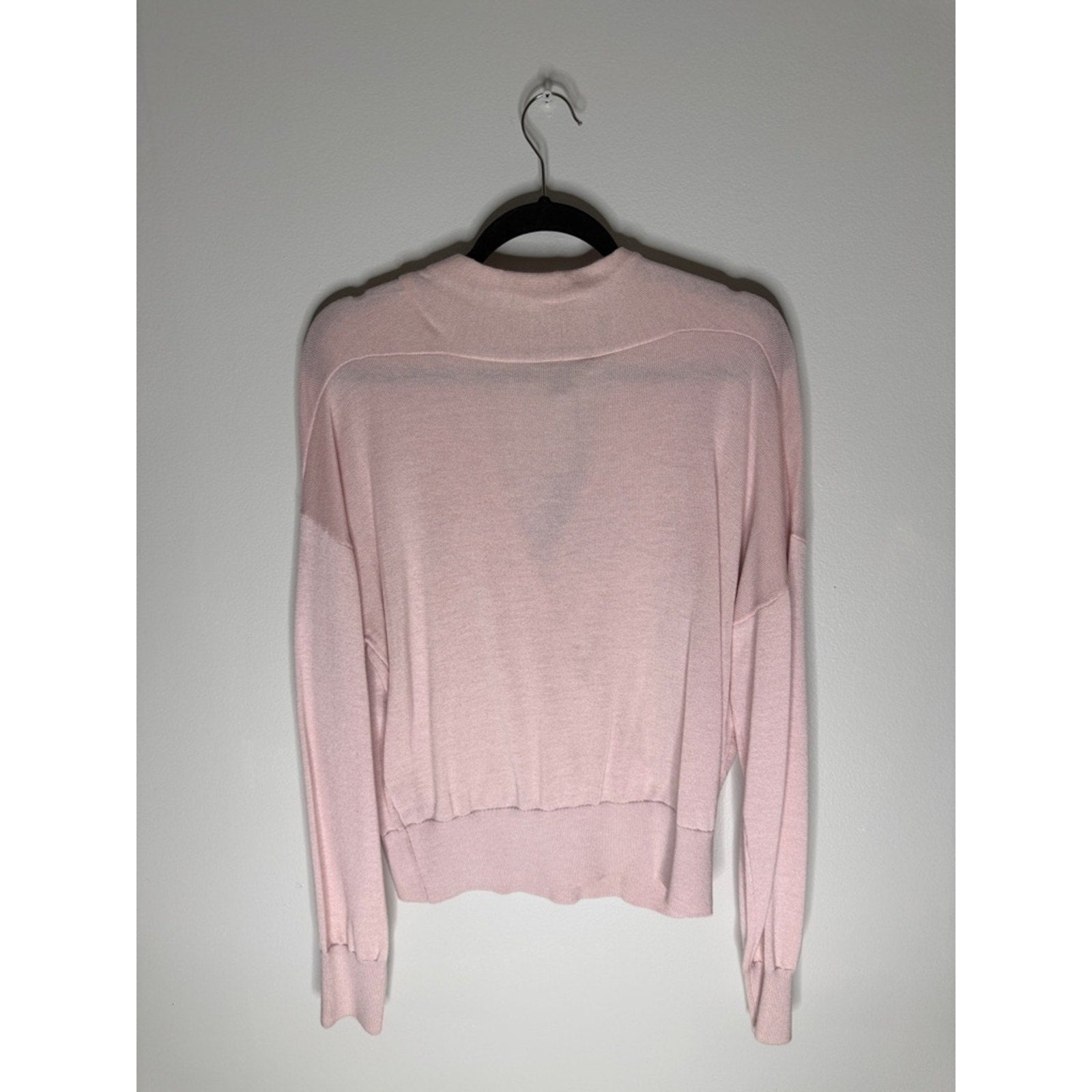 PAIGE Keslee Sweater Marled Light Pink V-Neck Faux Wrap Sweater Size Large New