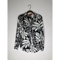 Talbots Black and White Floral Button-Up Shirt Size Medium