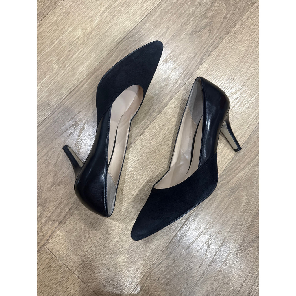 Cole Haan Black Suede and Leather Pointed Toe Heels Size 10