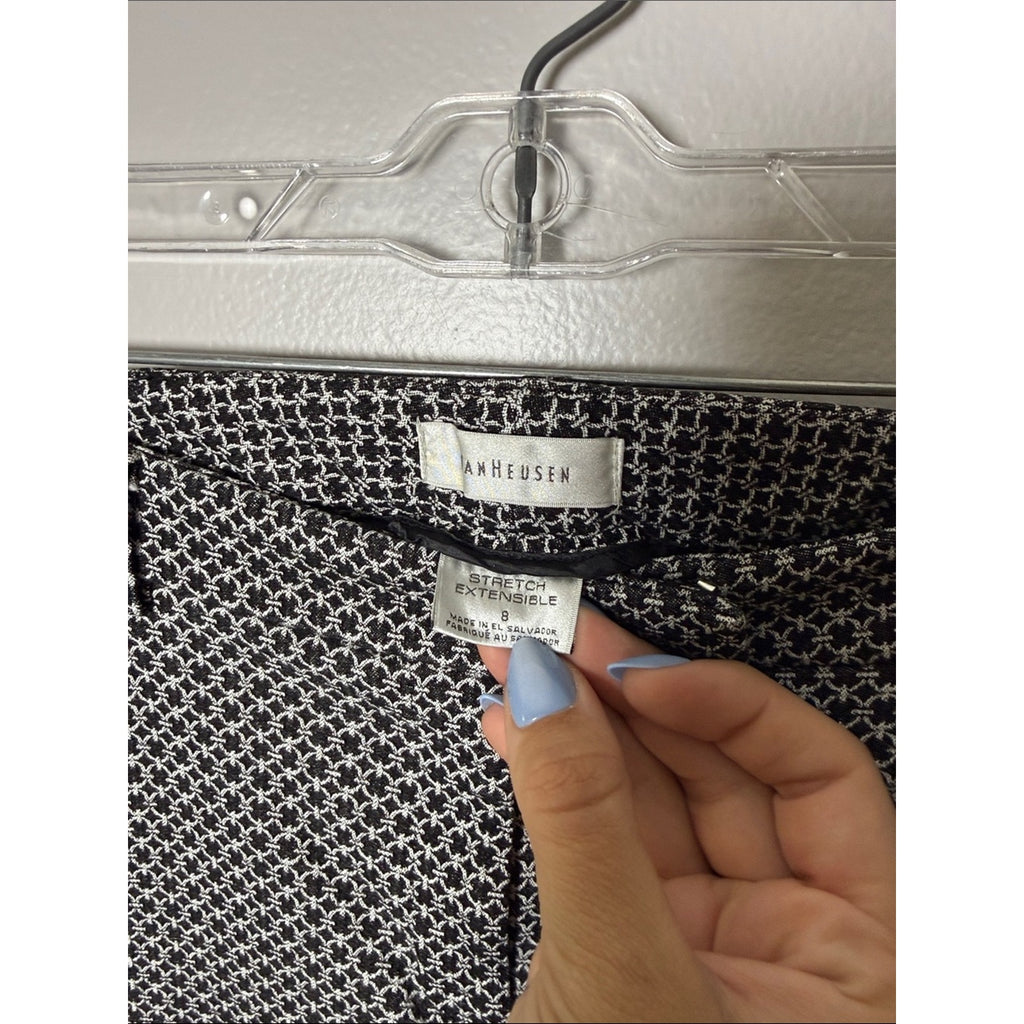 Van Heusen Black & White Geo Print Slim Ankle Pants Size 8