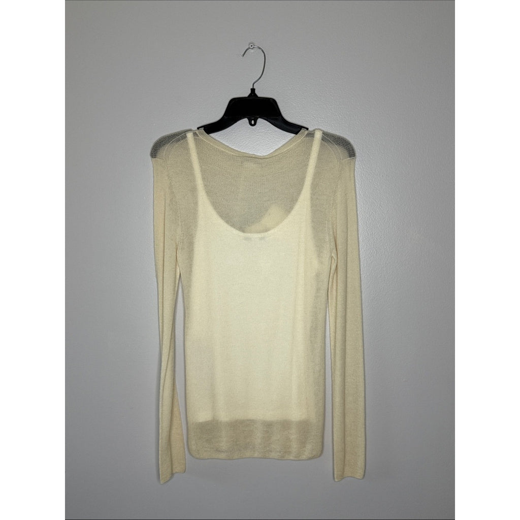 MaxMara Soft Cream Sheer Long Sleeve Top Size XL NEW!