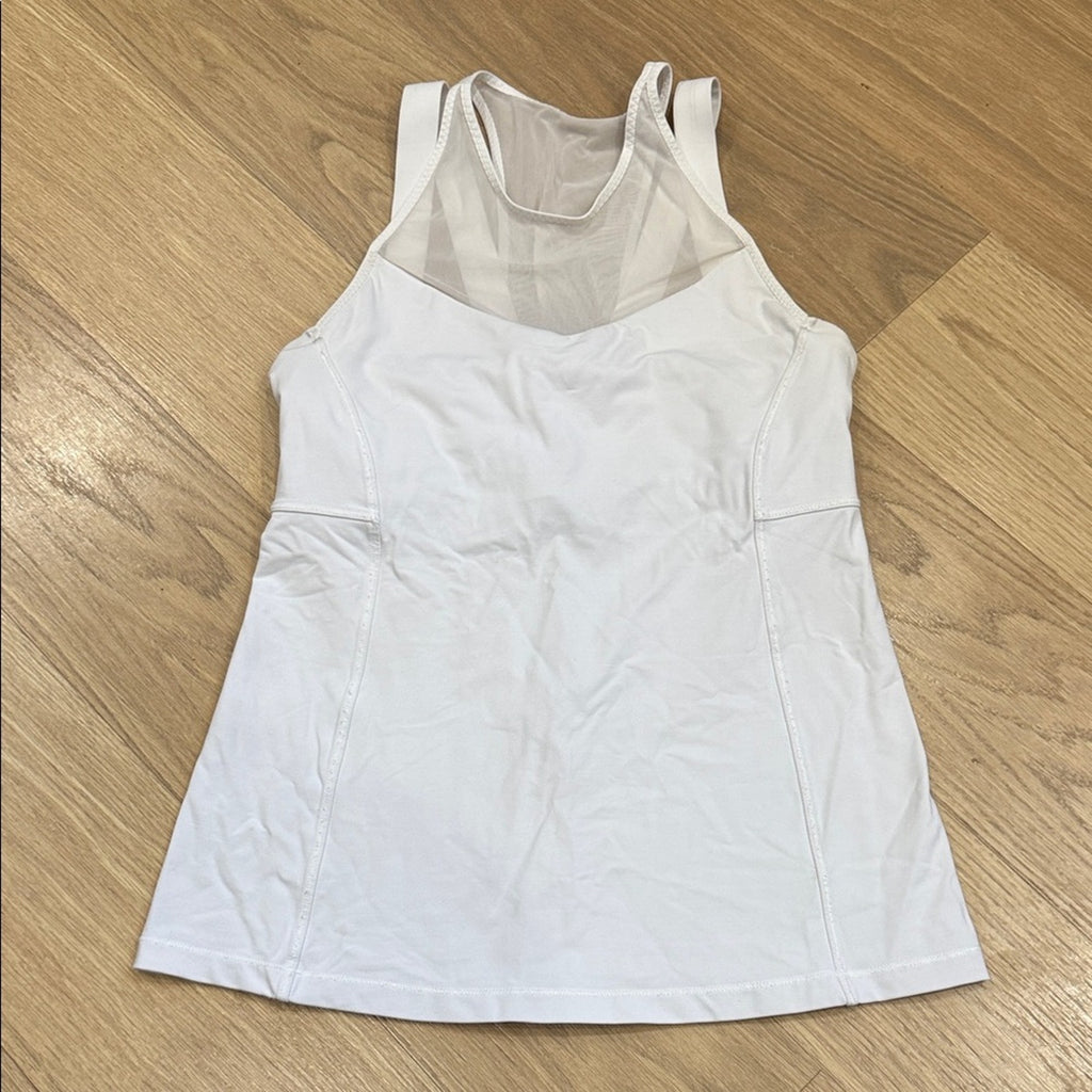 Lululemon White Mesh Athletic Tank Top - Built-in Bra - Size 8